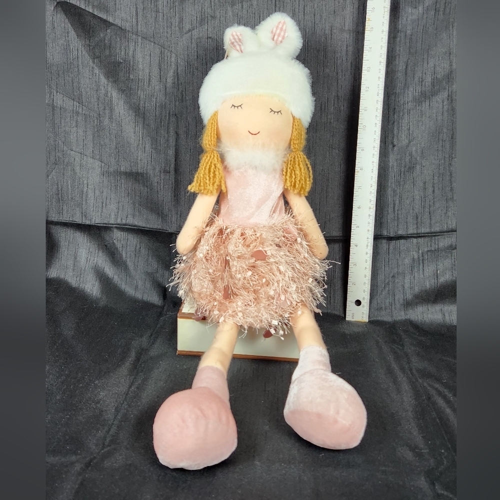 🩷 Jolie Fleur 22" Girl Ballerina Bunny Rabbit Doll Shelf Sitter Pink 🩷